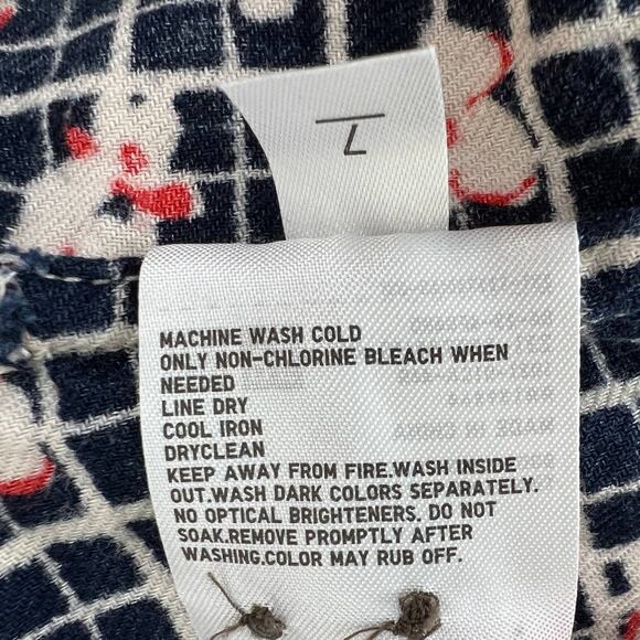 Ines De La Fressange x Uniqlo Black White Floral Button-Down Flannel Shirt Sz S - Picture 8 of 8